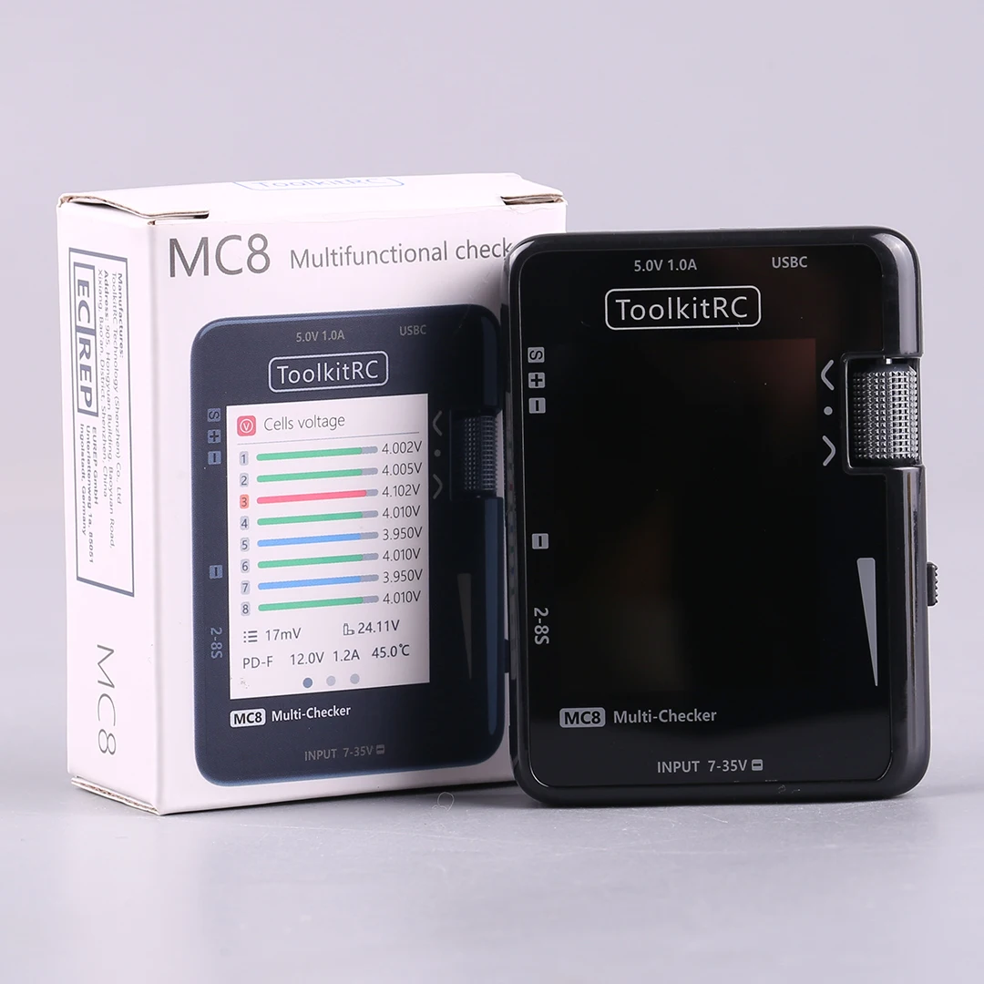 ToolkitRC MC8 Smart Battery Multi-Checker Balancer Receiver Signal Tester Quick Charge Function