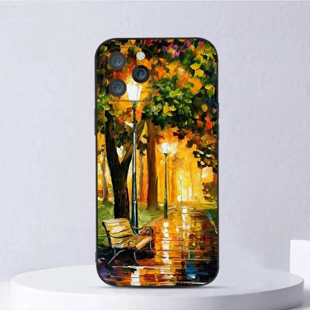 L-Leonid A-Afremov Oil Painting Phone Case For iPhone 15,14,13,12,11,Plus,Pro Max,XS,X,XR,SE,Mini,8,7 Soft Silicone Black Cover