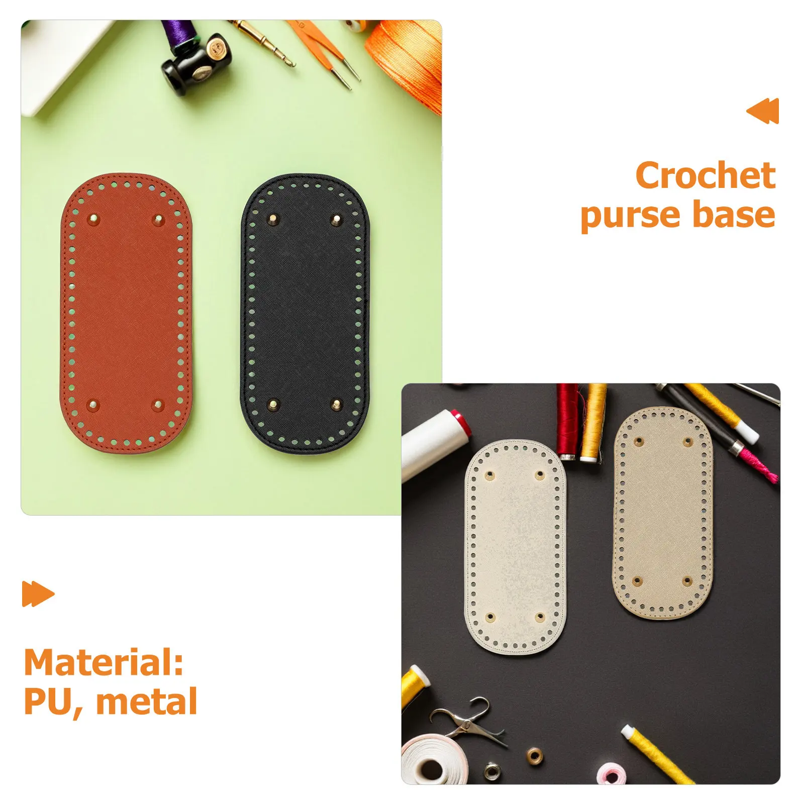 4Pcs Oval Bag Bottom Crochet Base High-Density PU DIY Purse Base for Knitting Crochet Handbags Craft Supplies Bag Bottom