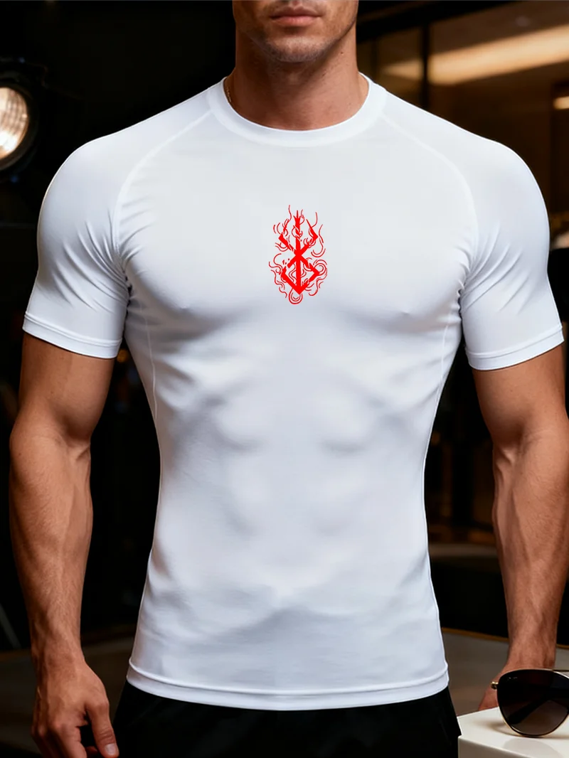 Summer Sports Tops Quick Dry Men's Compression Shirt Short Sleeve Second Skin Gym Workout Short Fitness Running T-Shirt Men Wear
