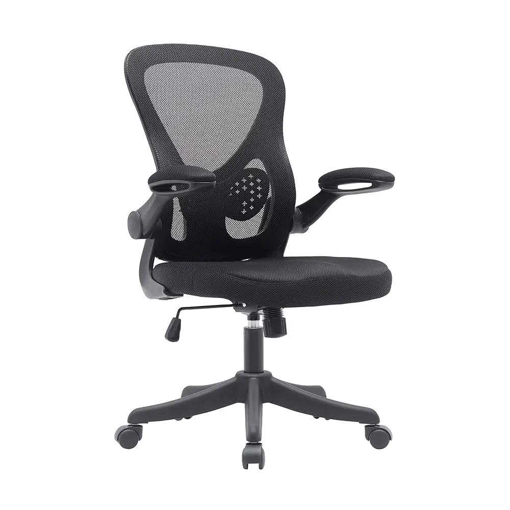 

Ergonomic Office Chair With Mesh Ba Rest Lumbar Support Flip Up A And Swivel, Mid-Ba Task Home Office Chair