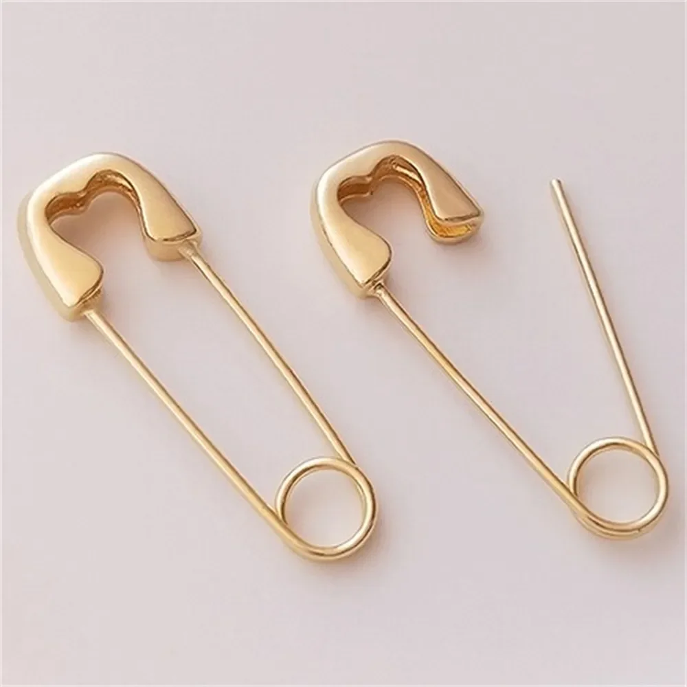 

14K Gold-plated Love Pin Copper Plated Gold Brooch Simple Creative Earrings Female Ins Cool Tide Earrings E185