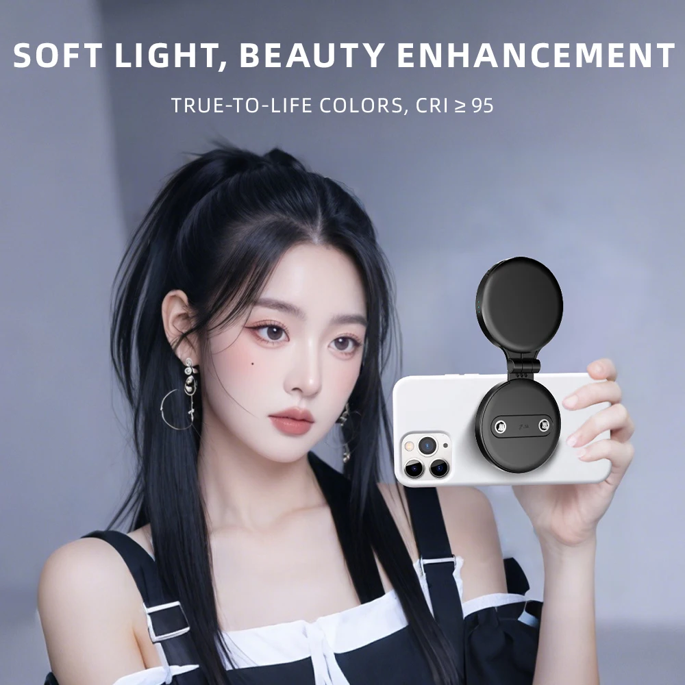 Anello luminoso magnetico per selfie per iPhone 16 15 Pro Max Lampada con luce di riempimento con supporto ribaltabile regolabile per trucco Selfie Video Vlog