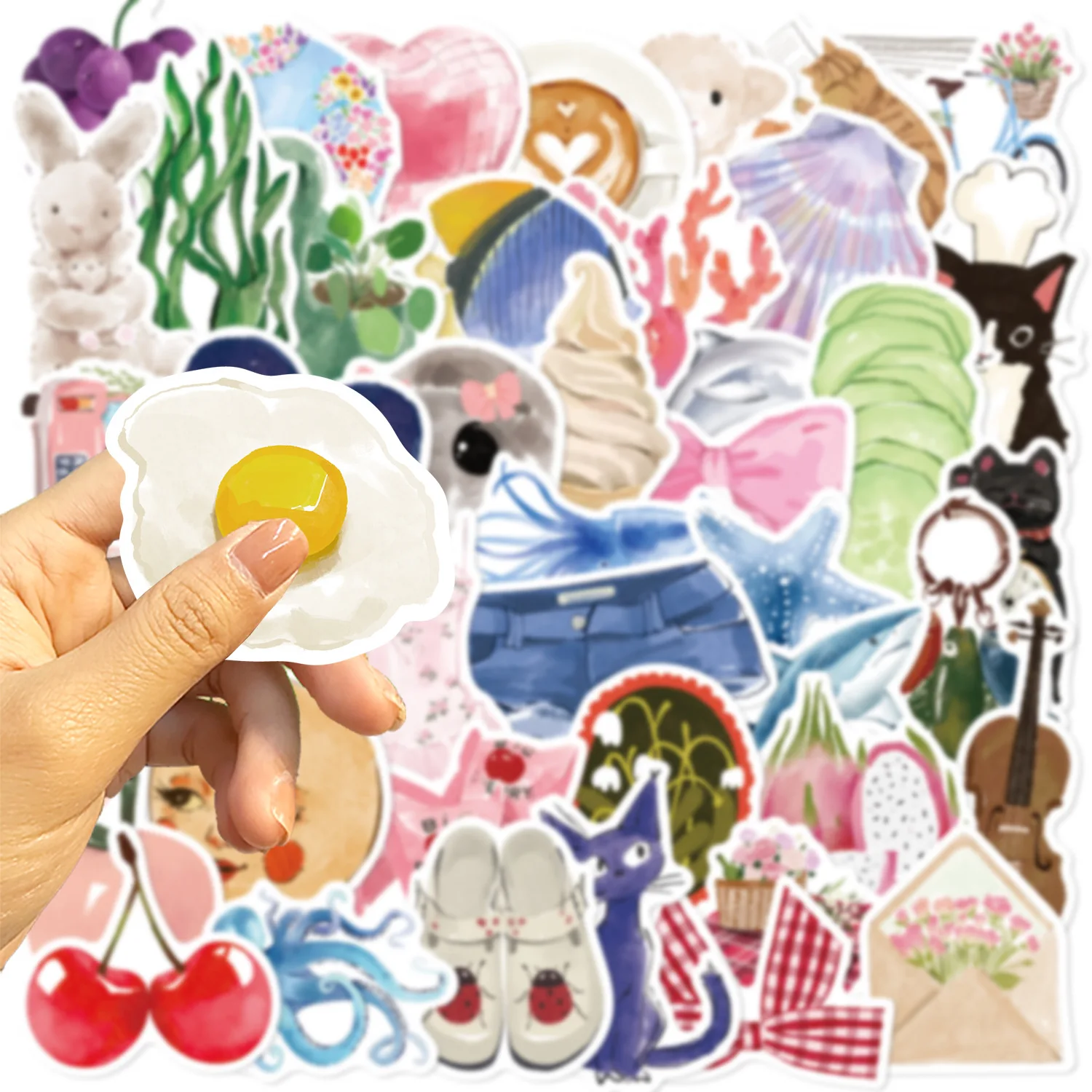 

10/50PCS Cartoon Watercolor Aesthetic Sticker Funny Graffiti Creative Decoration Stationery Box Diary Water Cup Waterproof Decal