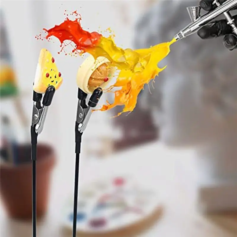 HITL 45PCS Alligator Clip Sticks for Model Painting and 1PCS Cleaning Brush for Airbrush Spraying for DIY Card Photo Memo