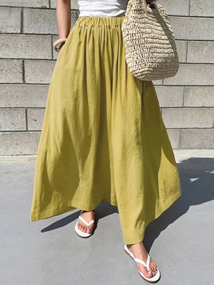 

2024 New Summer Wide-leg Pants Skirt Women Loose Elastic Oversized Streetwear Fashion Comfortable Long Pants Versatile Commuting