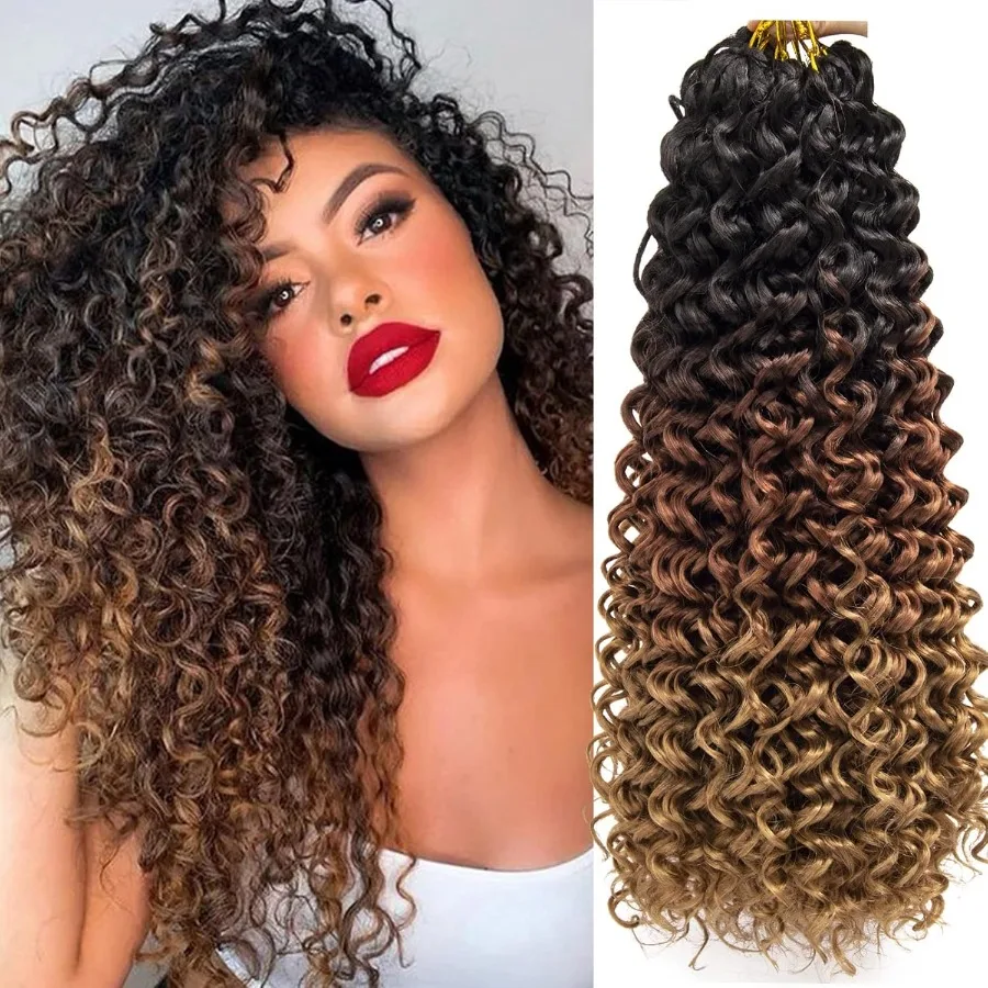 8 paquetes de pelo rizado de ganchillo GoGo Curl para mujer, pelo trenzado de onda profunda, trenza de ganchillo bohemia sintética, pelo de ganchillo ondulado con agua