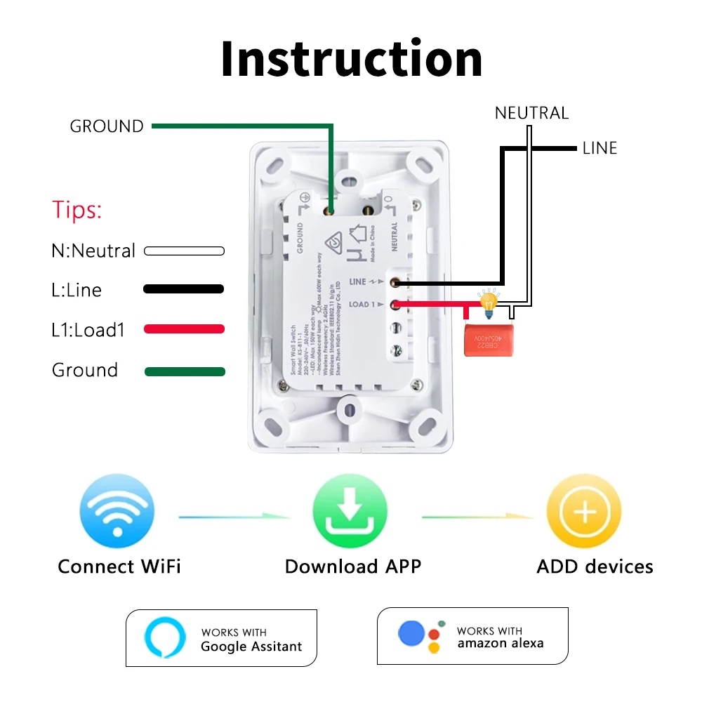 Tuya Smart WiFi Push Button Switches NO Neutral Wire &With Neutral Wire US AU Physical Interruptor Google Home Alexa 110-240V