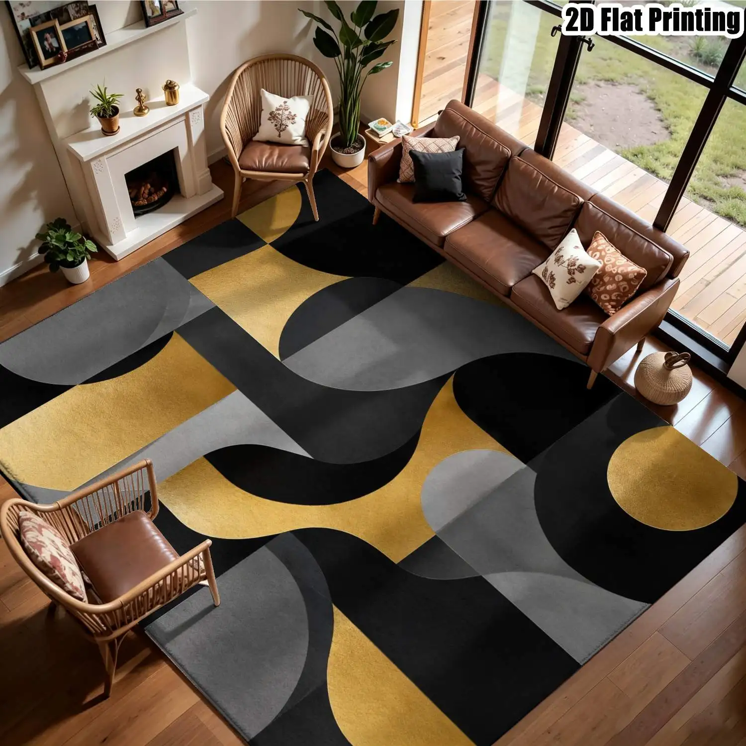Modern Abstract Ink Wash Art Area Rug Luxury Textured Impressionist Living Room Carpet Nordic Studio Lounge Floor Mat