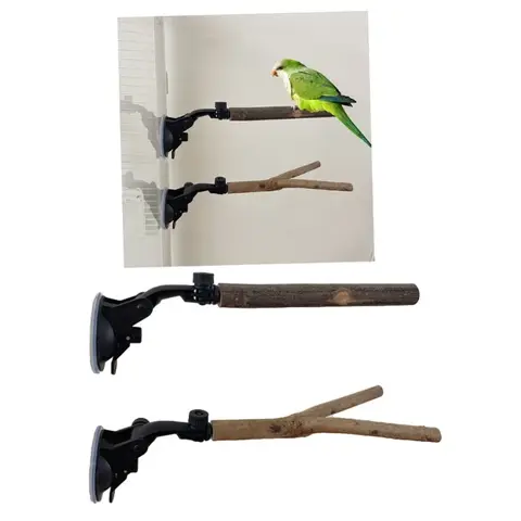 new Parrot Perch Birdcage Accessories Perches Stand Wood Perch Suction Cup Bird Toy parrot stand birds accessoires bird cage