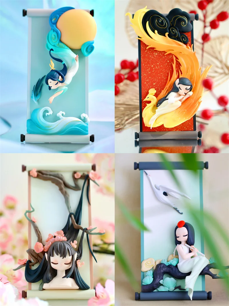 Genuine Sleep Chinese Classical Style Oriental Picture Scroll Series Figure Cute Girl Gift Magnetic Doll Refrigerator Sticker