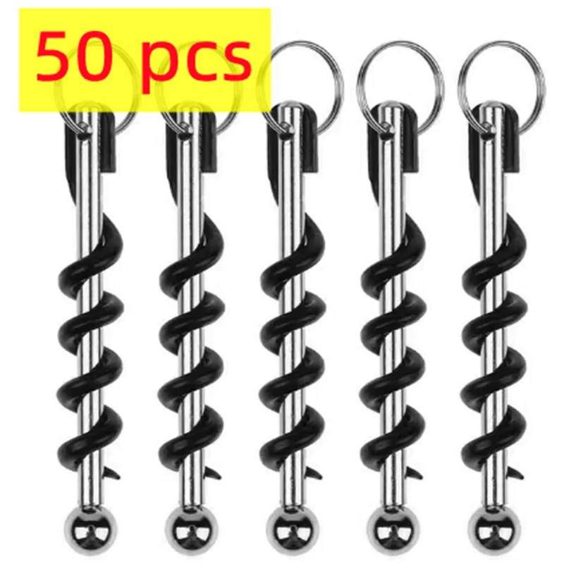 50 Pcs Mini Wine Opener Corkscrew Stainless Steel Cork Remover Portable With Keychain Wine Bottle Opener Kitchen Accessories