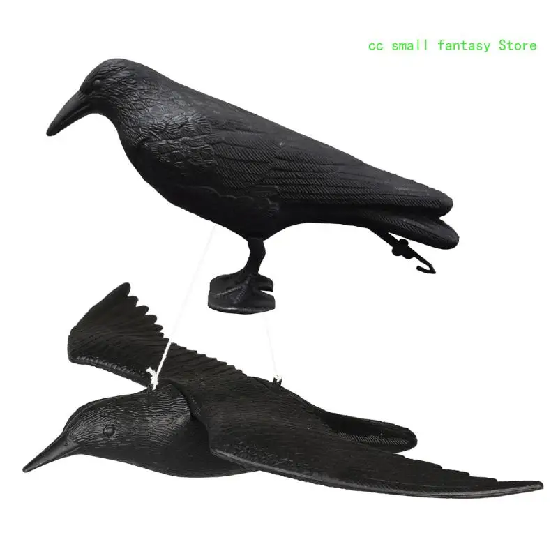 R3MA Crow Decoys Crow Black Realistic Crow Simulated Plastic Standing Crow Statue