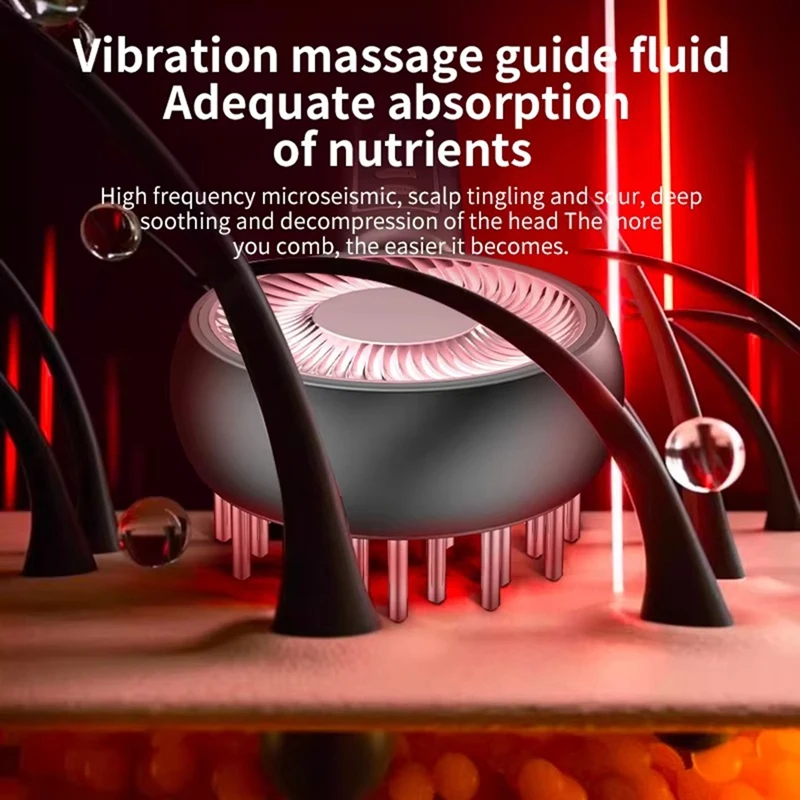 Electric Massage Hair Comb Vibration Massager Brushes Promote Smooth Hair Growth Multi Functional Nourish Scalp-AT64