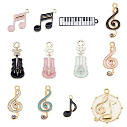 Julie Wang 12PCS Enamel Charms Mixed Musical Instrument Note Guitar Zinc Alloy Pendant Jewelry Making Accessory