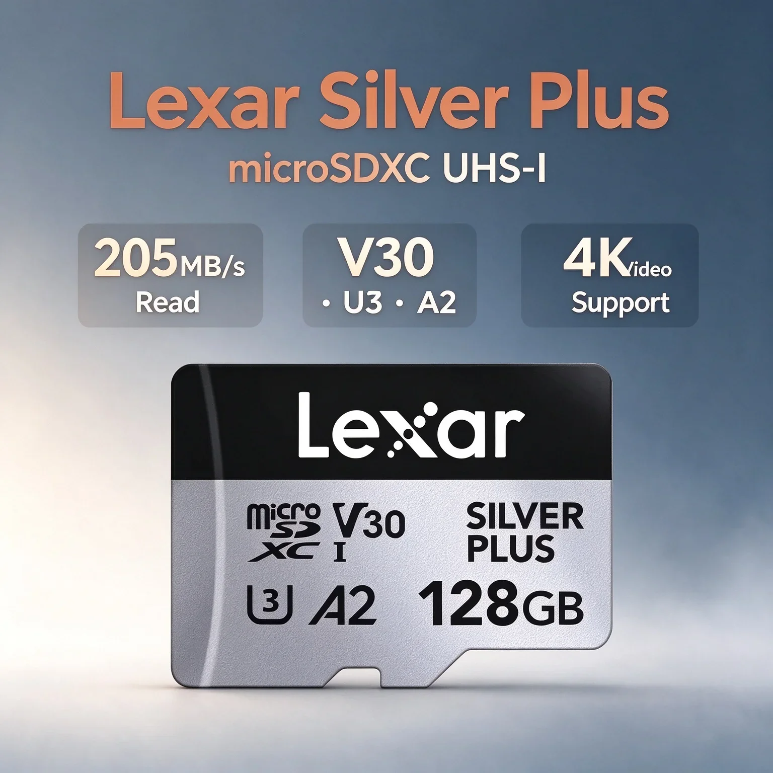 Lexar Silver Plus Micro SD Card A2 SDXC 4K V30 U3 64GB 128GB 256GB 512GB 1TB Read 205MB/s TF Memory Cards for Dash Cam