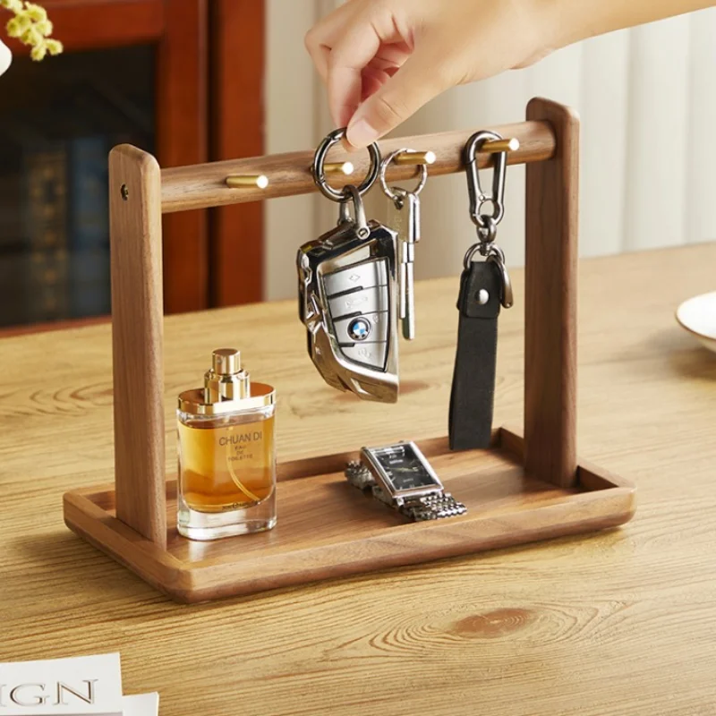 

Creative Key Hanger Entrance Decoration Black Walnut Shoe Cabinet Tray Wall Hanging Bags Coats Hanger Key Hook