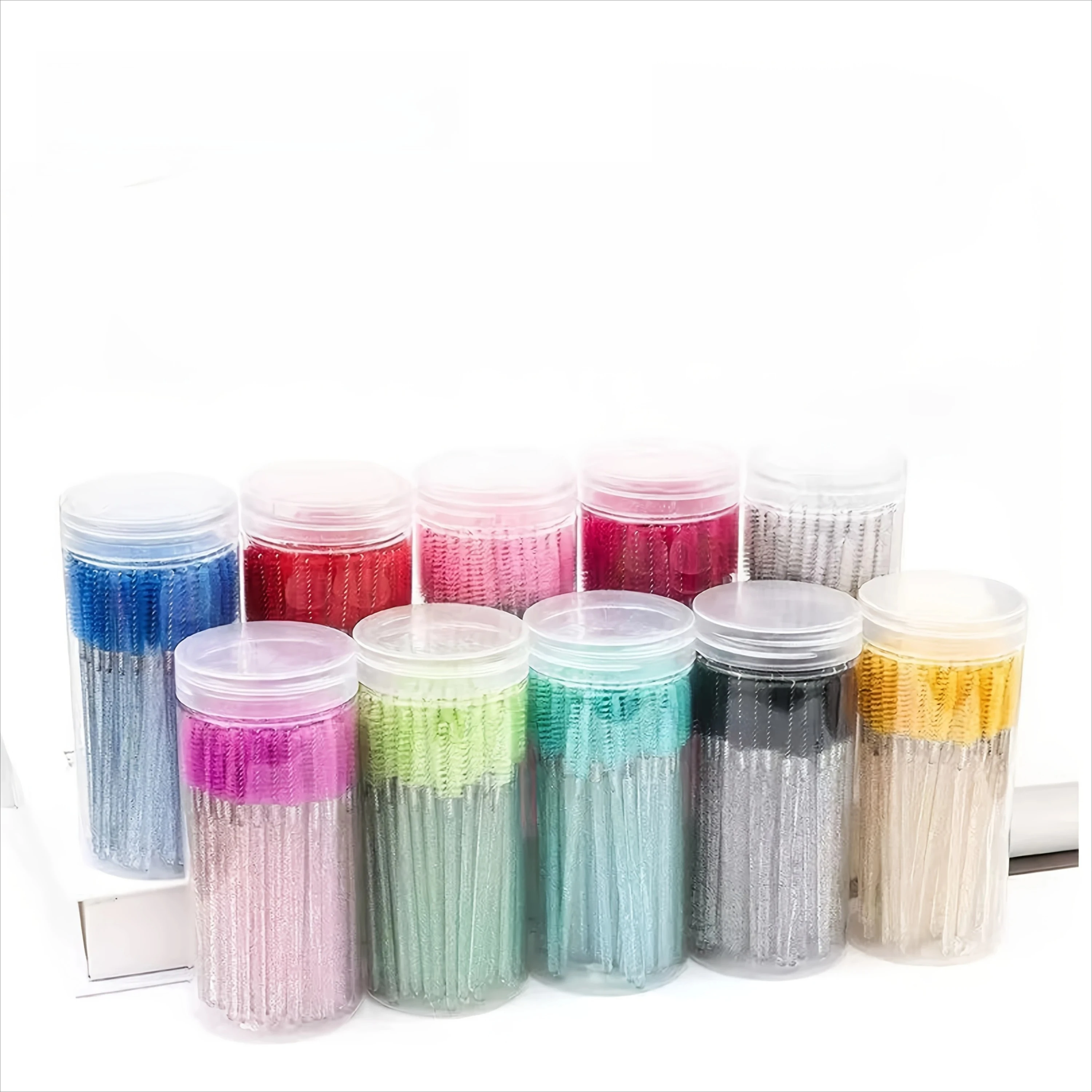 Venta al por mayor, 100 Uds., varitas de cepillo cosmético desechables con mango, venta al por mayor para herramientas de extensión de pestañas, máscara de nailon