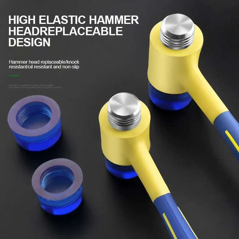 Double Headed Rubber Hammer Detachable Round Head Non-slip Handle Hand DIY Tool Installation Hammer For Woodworking Repair Tool