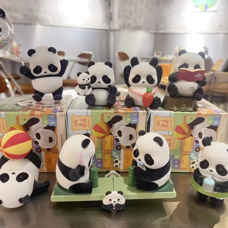 Panda Roll Figure Kindergarten Series Cute Panda Anime Figure Toy Collectible Desktop Decoration Children Christmas Gift