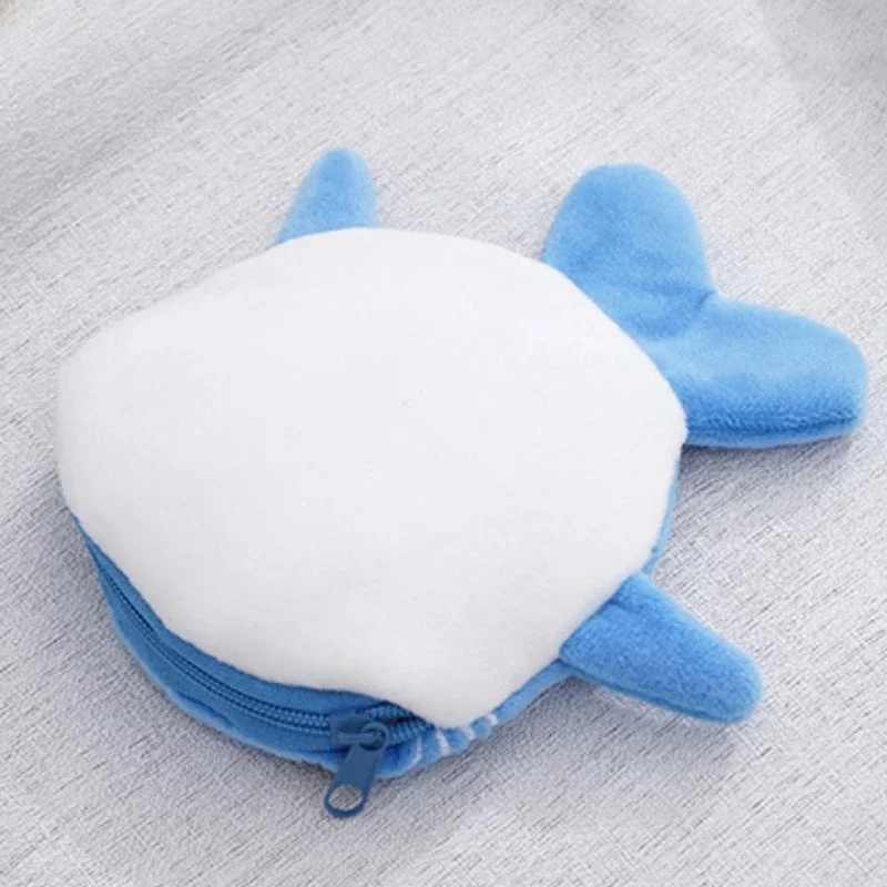 Children‘s Plush Blue Small Whales Coin Purse Kawaii Money Purse Wallet Candy Zipper Pouch Boy Girls Keys Earphone  Storage Bags