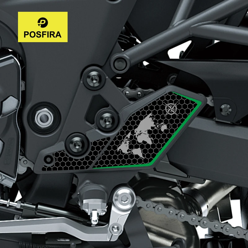 POSFIRA Motorcycle Footrest Panel Sticker Vinyl Decals for Kawasaki Versys 1000/S/SE 2017-2024 2023 2022 Foot Rest Accessories