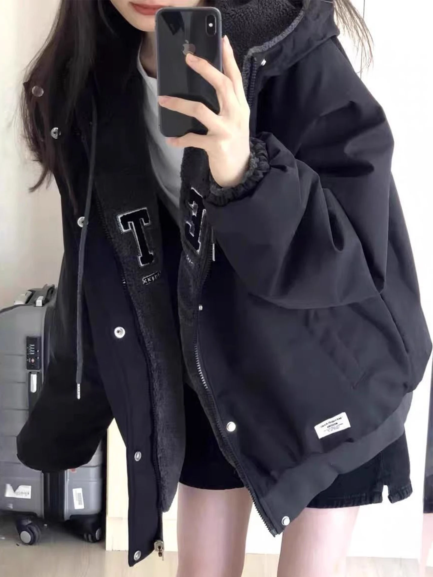 

Baseball Jackets Unisex Womens Winter Windproof Kpop Waterproof Chic Pocketed Retro Puffer Designed Elegant Antique Fleece-Lined