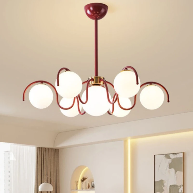 Modern Creative LED Ceiling Chandelier Lamp Design Round Glass Suspension Pendant Light Home Decor Items for Living Room Bedroom