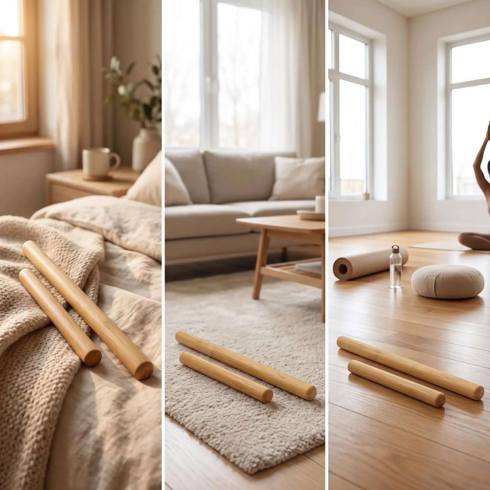 Durable Bamboo Yoga Knee Rod for Pilates Practice Balance Assistance Joint Alignment Flexibility Aid