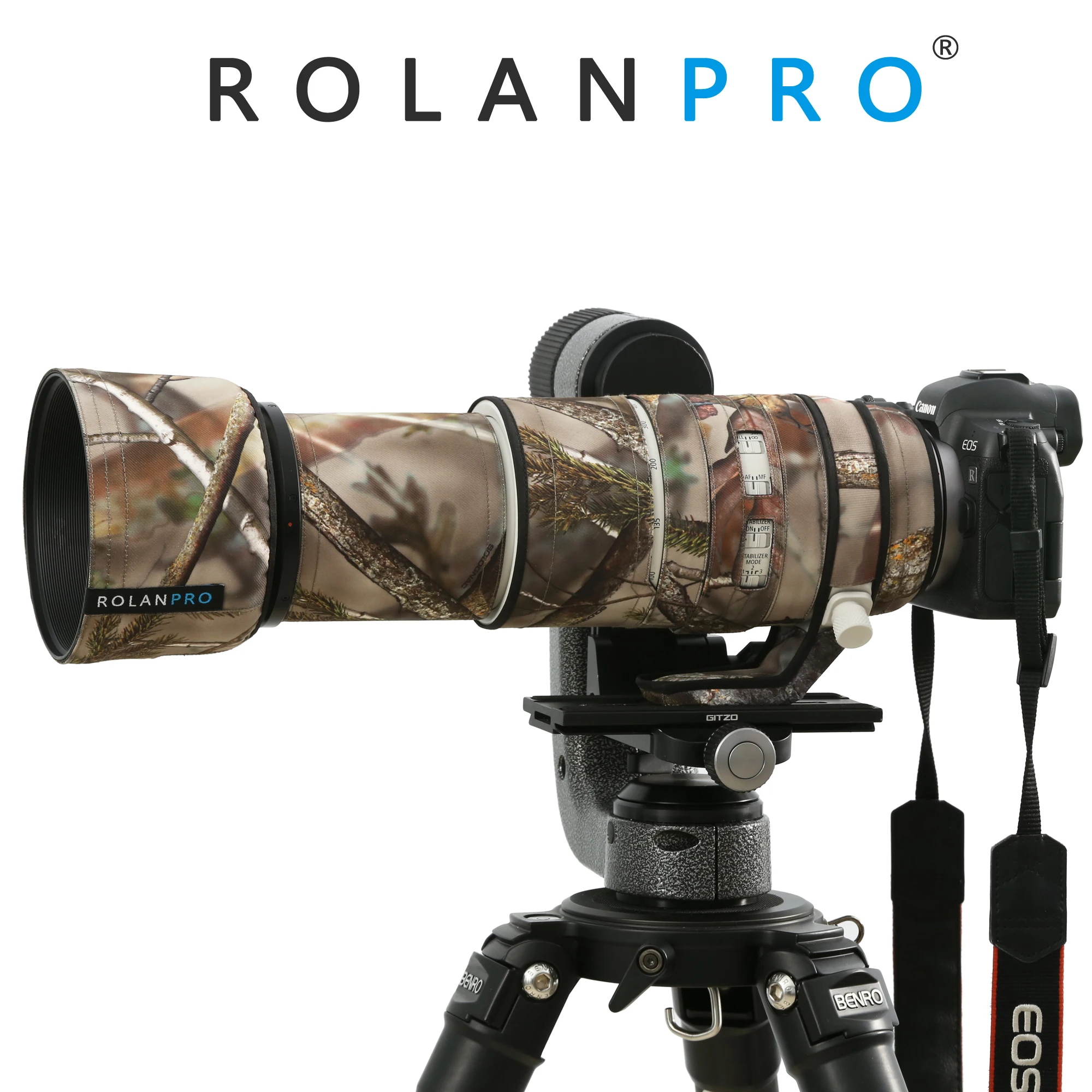 ROLANPRO Wodoodporny pokrowiec na obiektyw do Canon RF 100-500mm F/4.5-7.1 L IS USM Kamuflażowa osłona przeciwdeszczowa na obiektyw z tuleją ochronną