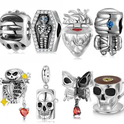 Halloween Charms Pendant for DIY Bracelet Making 925 Sterling Silver Colorful Handmade Enamel Egyptian culture Pharaoh Bead