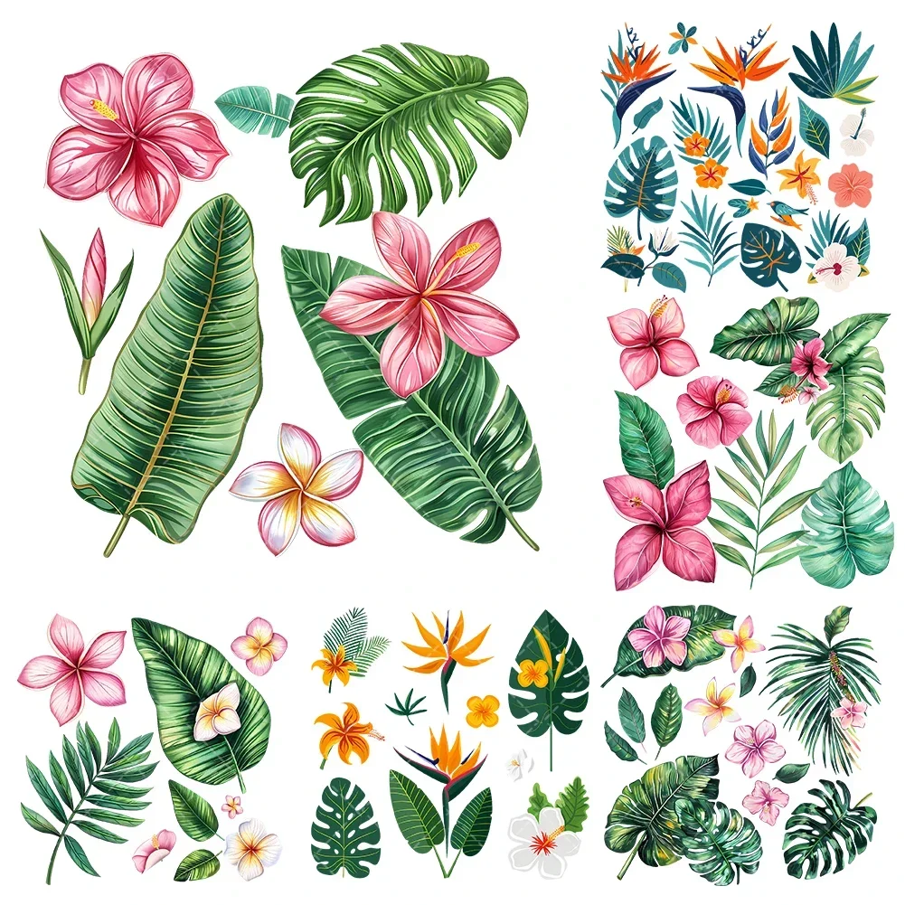 10 سنتيمتر جديد زهرة استوائية الحديد على ملصقات نقل الحرارة للملابس DTF Pinted الفينيل الحراري يزين قابل للغسل تي شيرت مائي