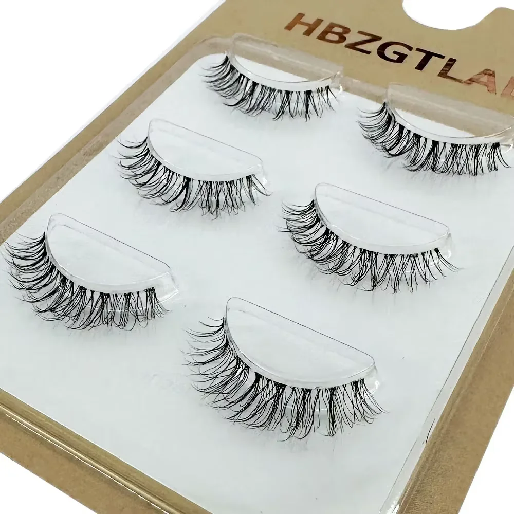 NEW 3D Mink Eyelashes Invisible Band 3Pairs 5d Mink Lashes  Natural Black Mink False Eyelash Full Strip cilios posticos Reusable