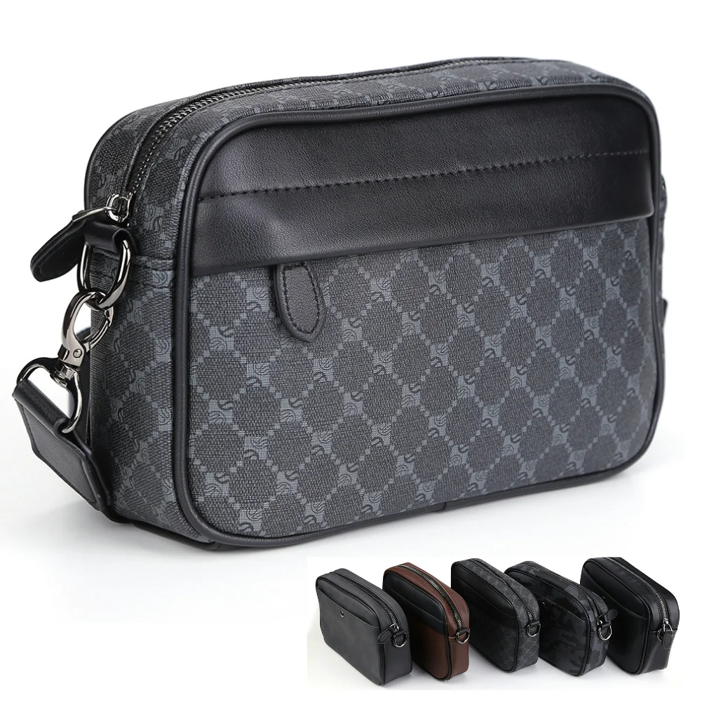 

Повседневная деловая сумка-кошелек с классическим узором, мужская сумка через плечо с широким ремешком, маленькая квадратная сумка для путешествий, работы, мужские сумки на слинге