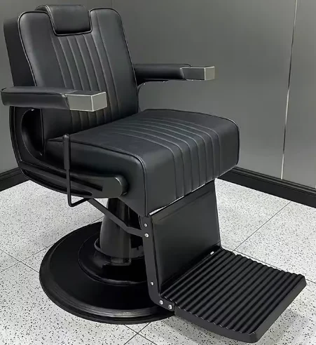 #Retro Professional Heavy-duty All-black Barber Chair Luxury Barber Shop Styling Chair Hair Salon Wholesale Price