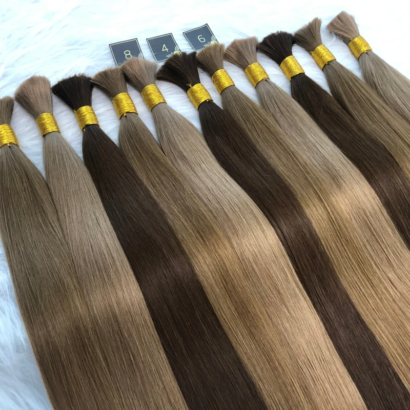 Cabello humano a granel para trenzar, extensiones de cabello rubio ondulado 100% Real, Natural, sin trama