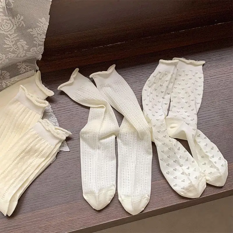 ฤดูร้อนใหม่ผู้หญิงถุงเท้าบางสี Candy Hollow Out หลวมถุงเท้าผู้หญิง Casual Basic สาวหวานแฟชั่นถุงเท้ายาว Comfort