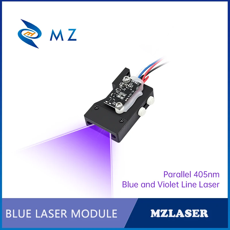 Parallel Blue and Violet Line Laser Diode Module 405nm D57x32x13mm 30mW 50mW 100mW 5V Industrial Grade for Woodworking Parts