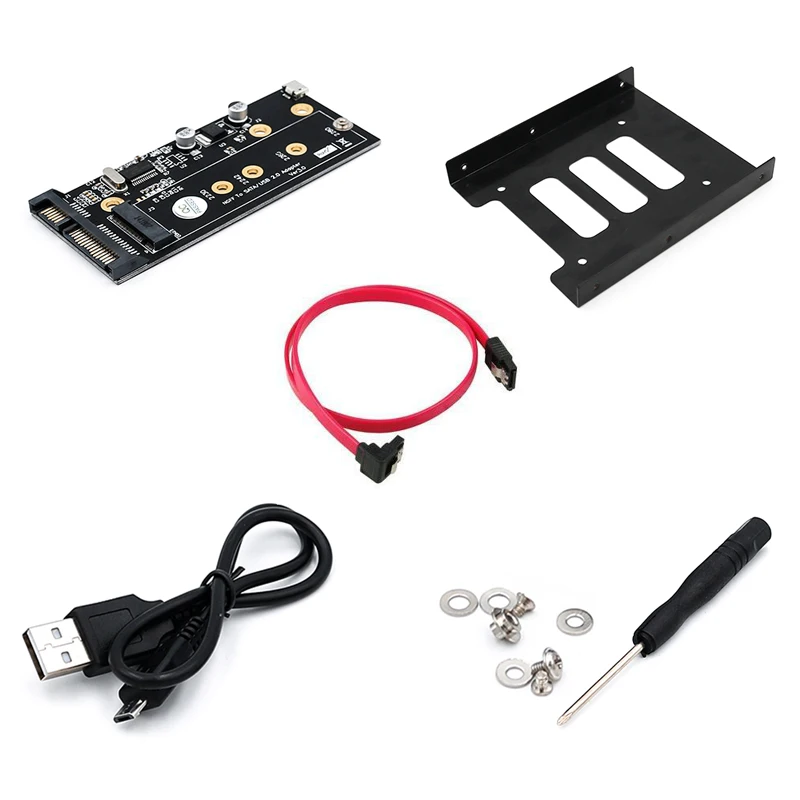 

M.2 to USB SATA Adapter SATA-Bus NGFF M.2 KEY B to SATA 2.5 with USB 2.0 and 3.5 HDD Bracket Adapter Raiser for 2230-2280 M2 SSD