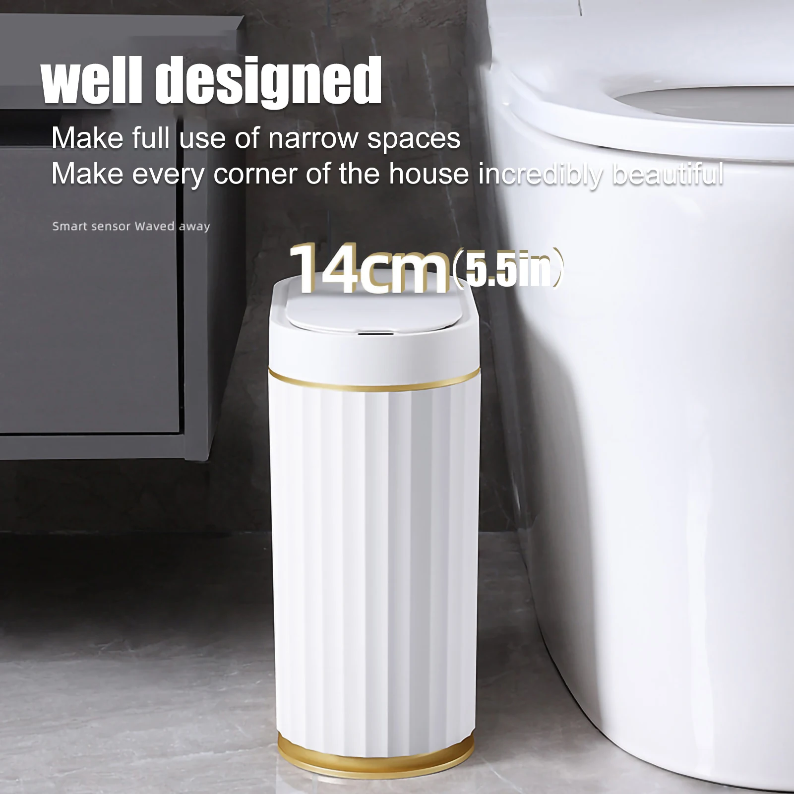 7L Touchless Smart Sensor Trash Can Automatic Bathroom Trash with Lid Luxury Garbage Bin Intelligent Home for Kitchen Bedroom