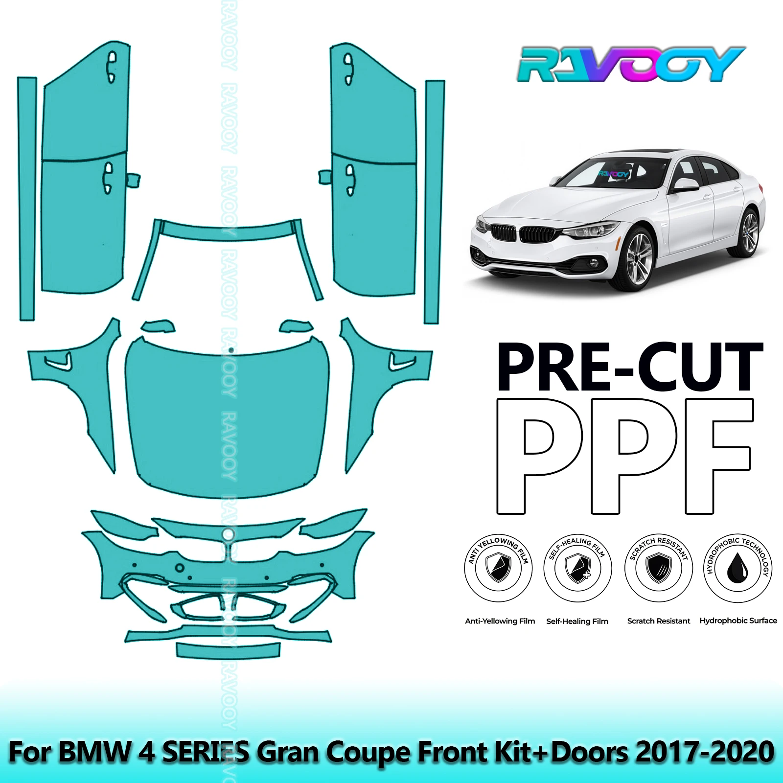

Car Precut PPF Paint Protection Film Full Vehicle For BMW 4 SERIES Gran Coupe Front Kit+Doors 2017-2020