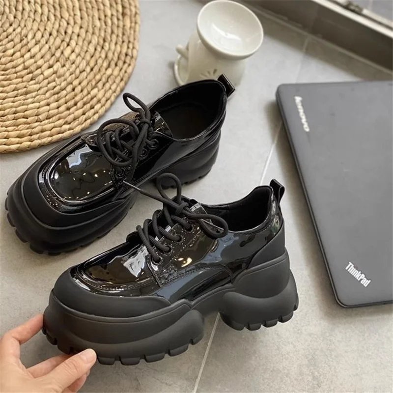 Thick Sole Women Shoes Fashion British Heighten Flatform Shoes Outdoor Casual Walking Clunky Sneakers Breathable Elevator Shoe