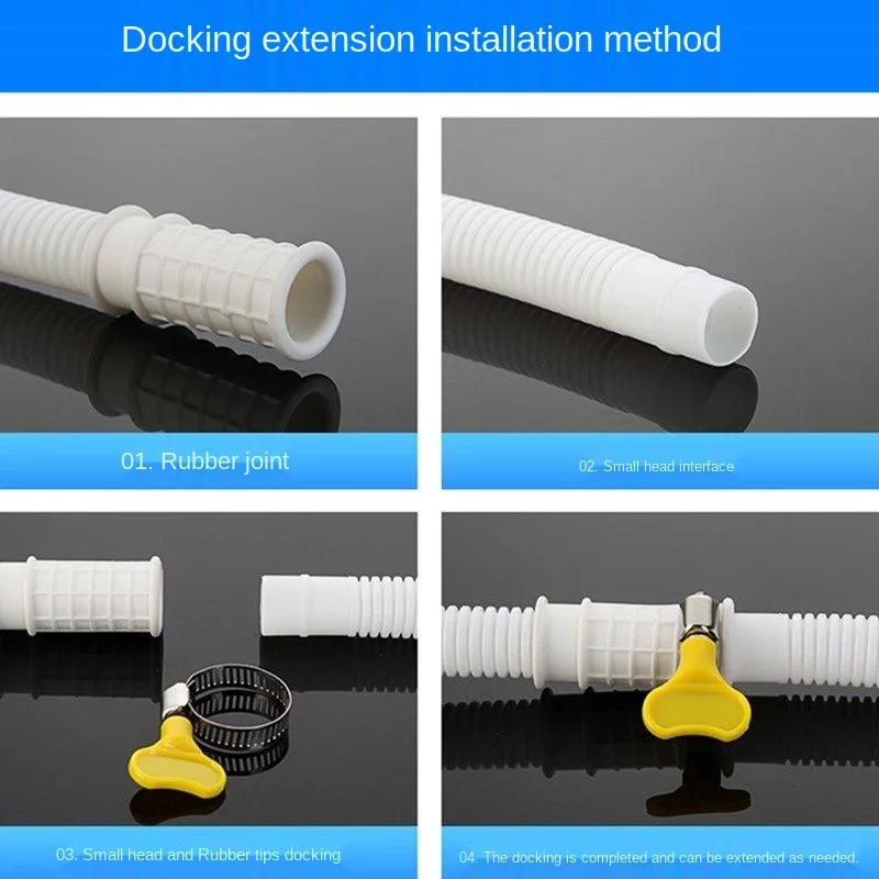 1pcs Drain Hose Washing Machine Snap On Type Water Injection Extension Pipe Air Conditioner Drain Pipe Home Bathroom Accessory