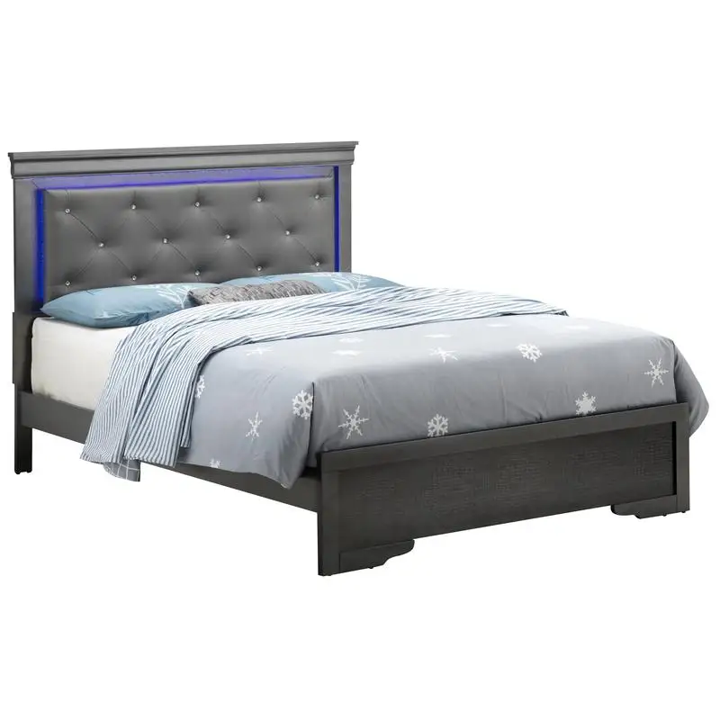 Transitional Full Bed Metallic Black with Stylish Design and Comfort Features