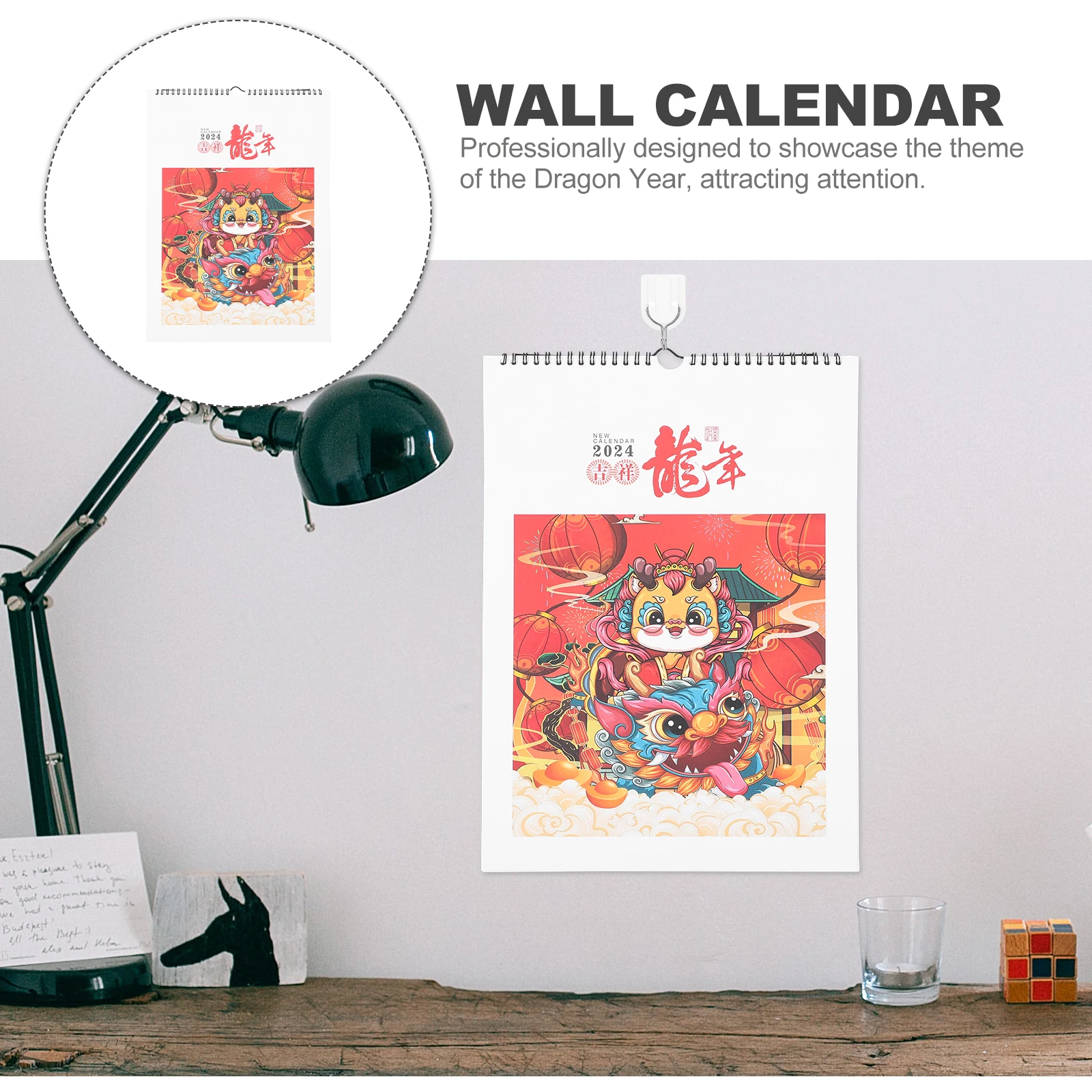 

2024 Dragon Year Wall Calendar Hanging Monthly Giant Whiteboard Thickened Material Decorative Household Office New Year