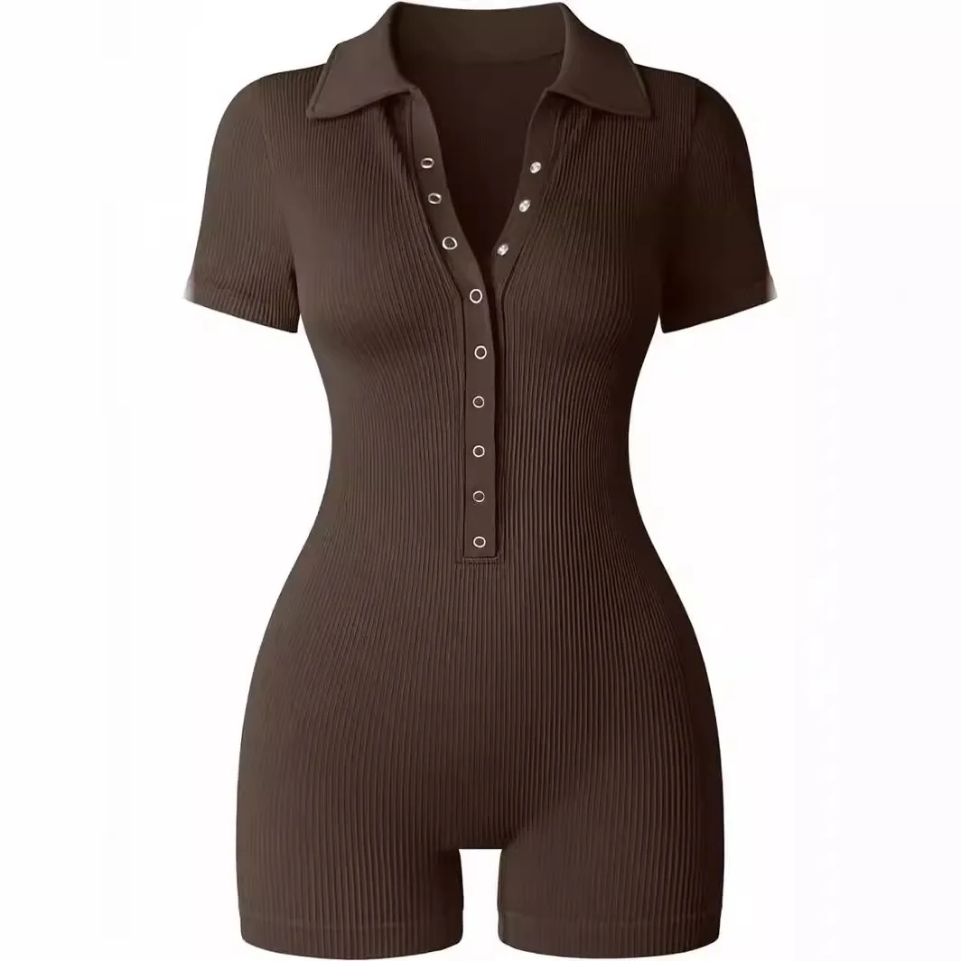 

Women's Jumpsuit Ribbed V-Neck Stretch Waist Sports Jumpsuit Solid Color Sheath Bodycon Playsuits Rompers High Waist