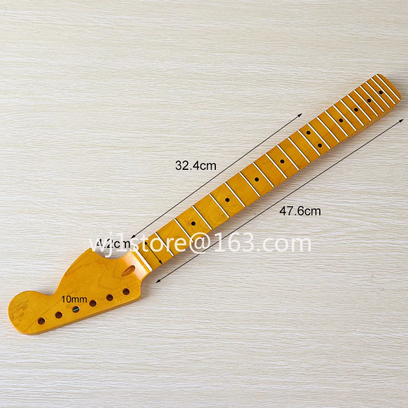 Suitable for electric guitar neck 6 strings 22 frets big head neck with maple bright yellow back centerline handle