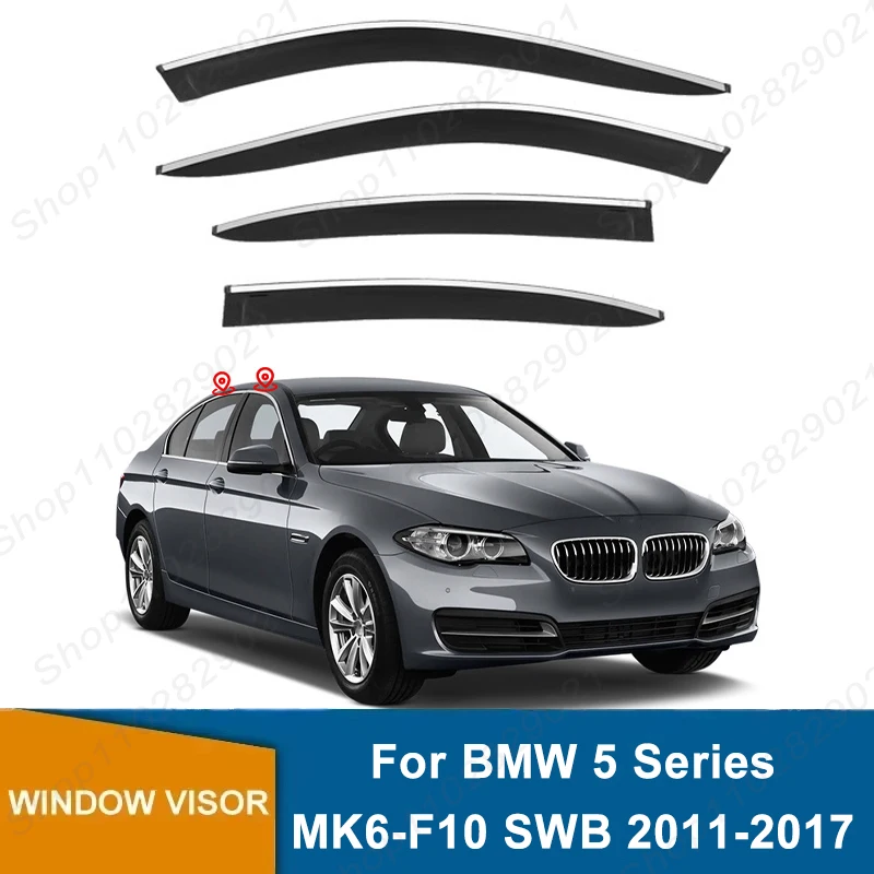 Window Visor For BMW 5 Series MK6-F10 SWB 2011-2017 Short Wheelbase Weathershield Sun Rain Deflector Guard Car Window Deflector