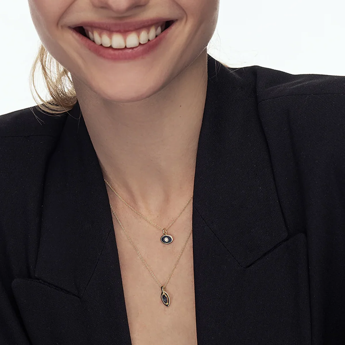 Round Cut Lab Created Diamond Solitaire Pendant Necklace 9K/14K/18K Yellow Gold Featuring Enamel Work Lab Diamond Necklace