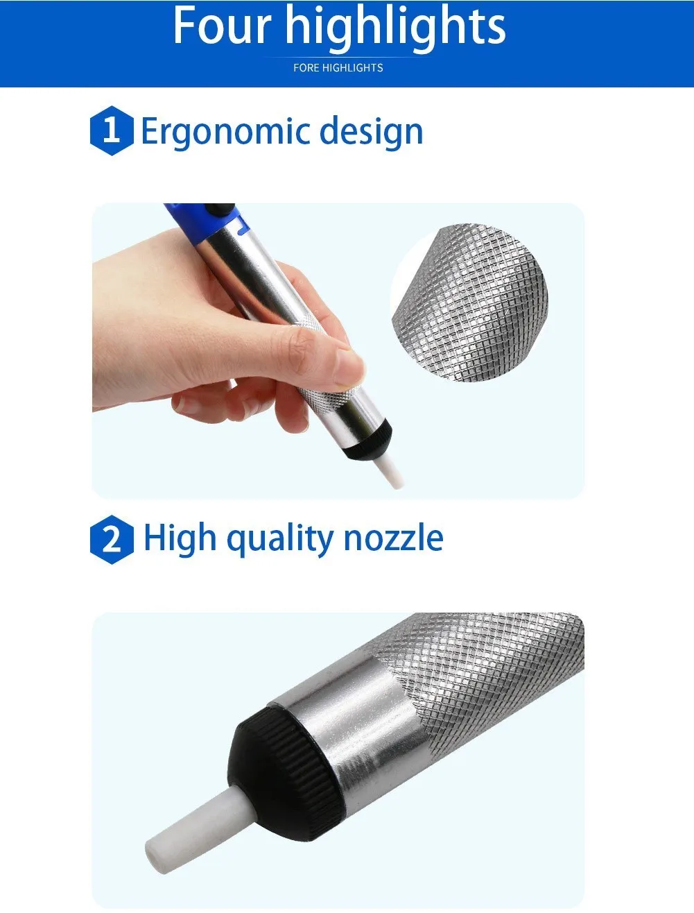 Aluminium Metall Entlöt pumpe Saug zinn Pistole Löten Sauger Stift Entfernung Vakuum Lötkolben Ent löser Hands chweiß werkzeuge – Detail 3